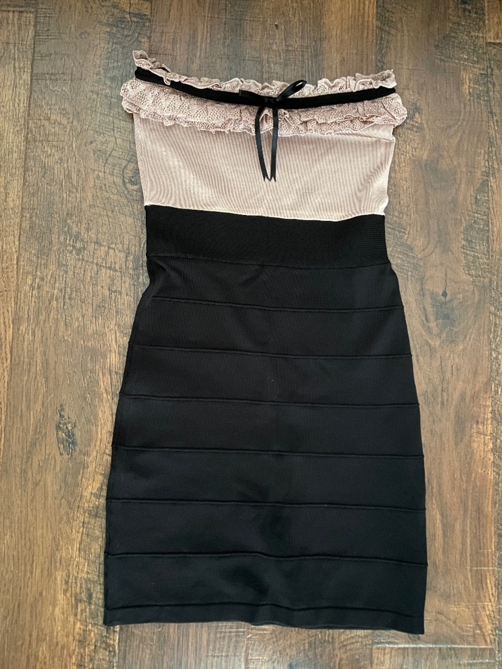 Bebe Strapless Blush Pink Bodycon Dress Sz L